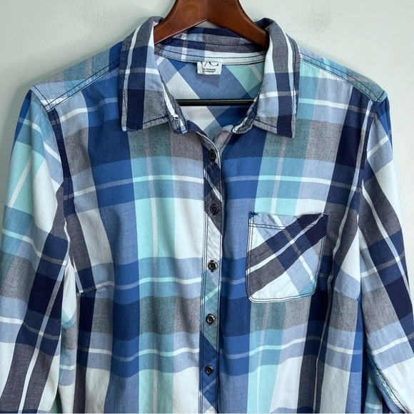 Pennington's DC Jeans Blue Plaid Button Down Shirt Size 1x - Picture 3 of 9